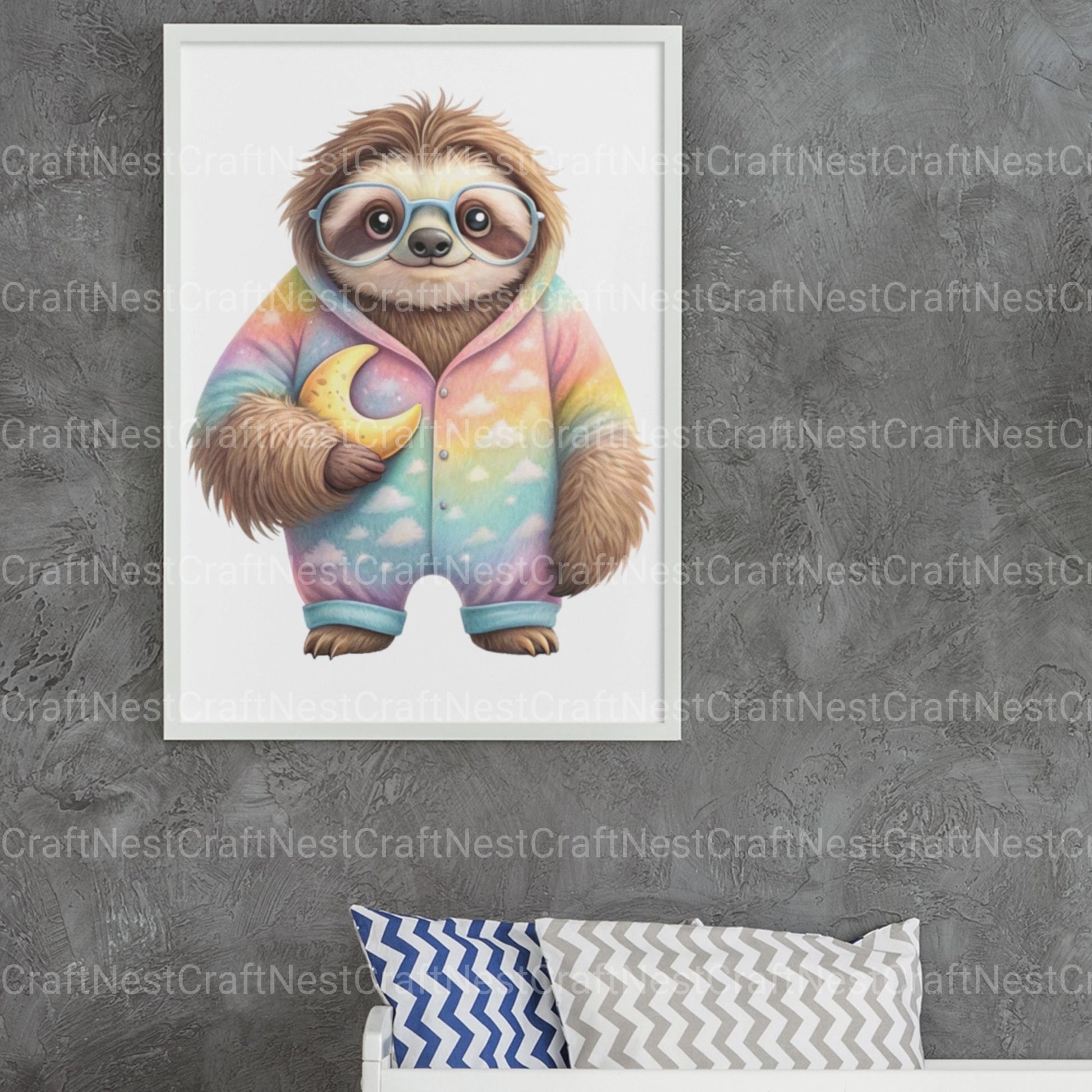 Sloths In Pjs Clipart Bundle - CraftNest - Digital Crafting and Art