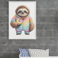 Sloths In Pjs Clipart Bundle - CraftNest - Digital Crafting and Art