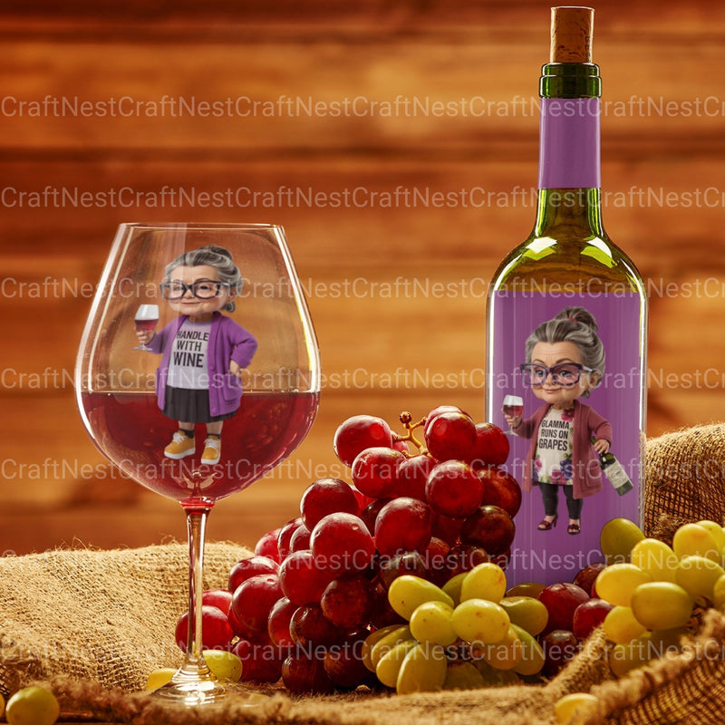 Wine Drinking Granny Clipart Bundle - CraftNest - Digital Crafting and Art