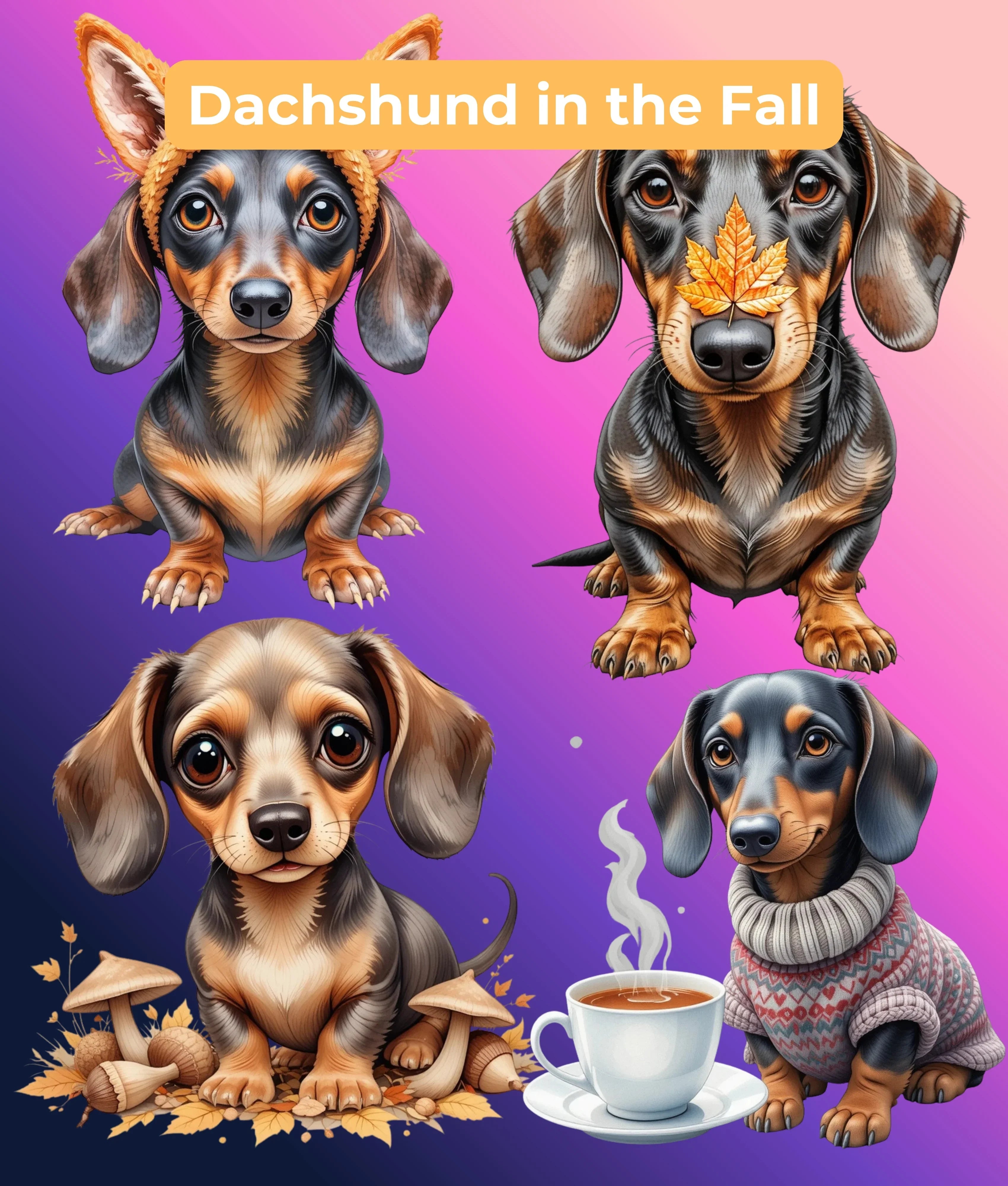 Dachshund Through the Seasons Clipart Bundle - CraftNest - Digital Crafting and Art
