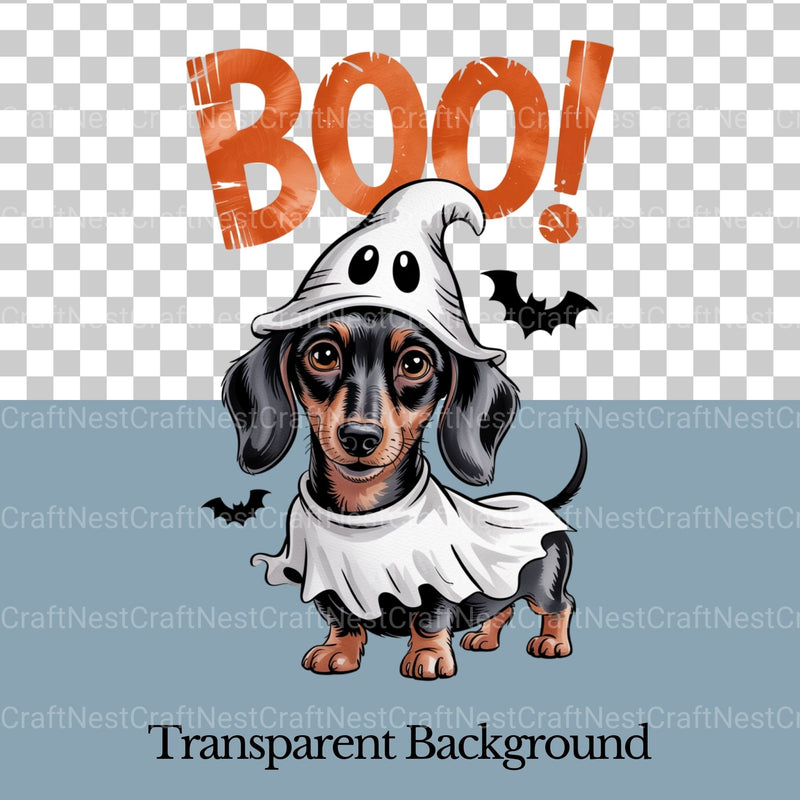 Dachshund Ghost Boo Clipart Bundle - CraftNest - Digital Crafting and Art