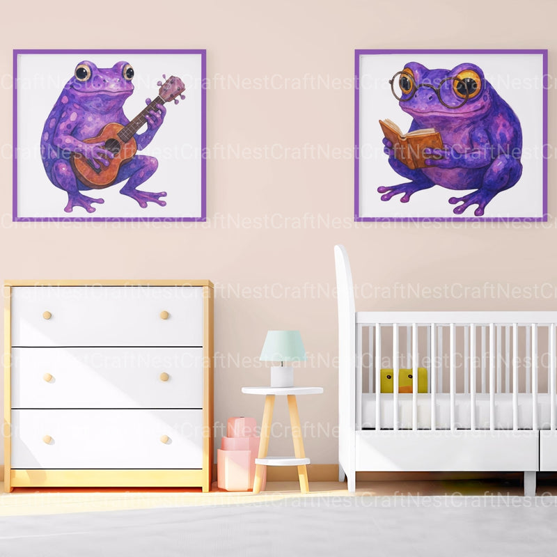Purple Frogs Clipart Bundle - CraftNest - Digital Crafting and Art