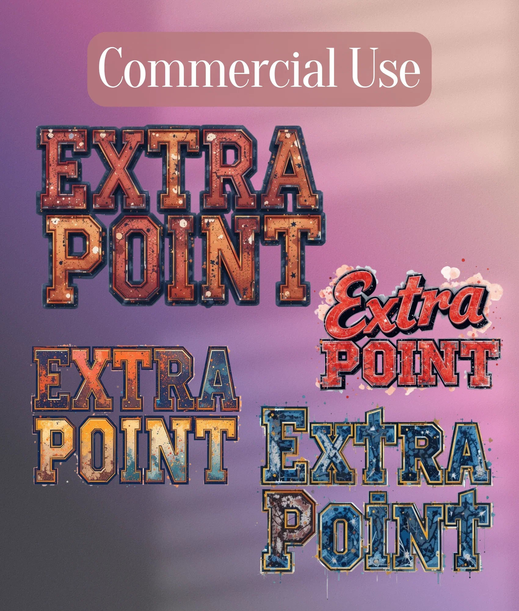 Vintage Varsity Football Text Clipart Bundle - CraftNest - Digital Crafting and Art
