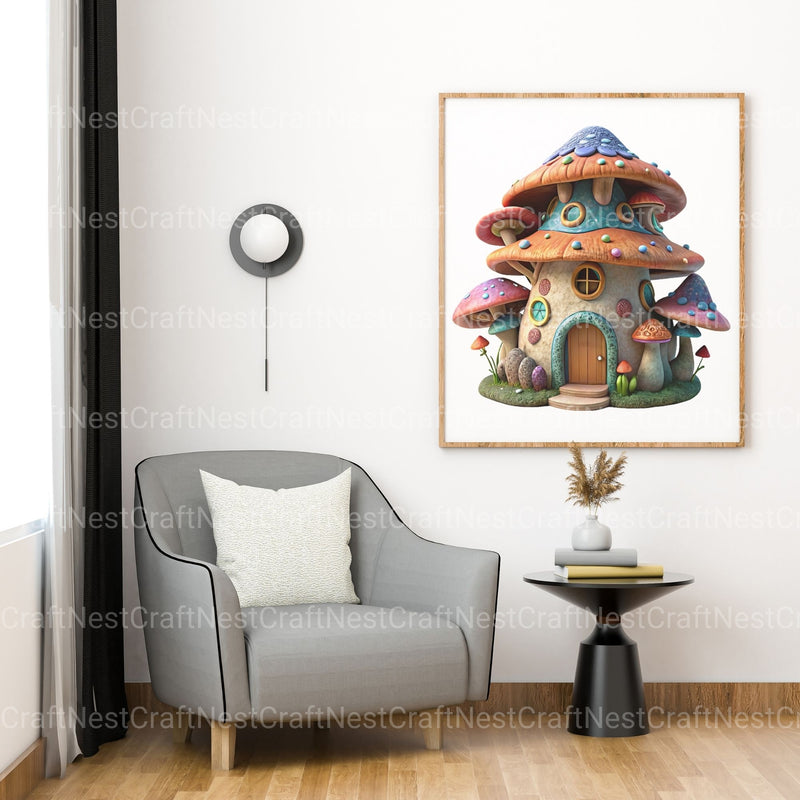 3D Mushroom Houses Clipart Bundle - CraftNest - Digital Crafting and Art