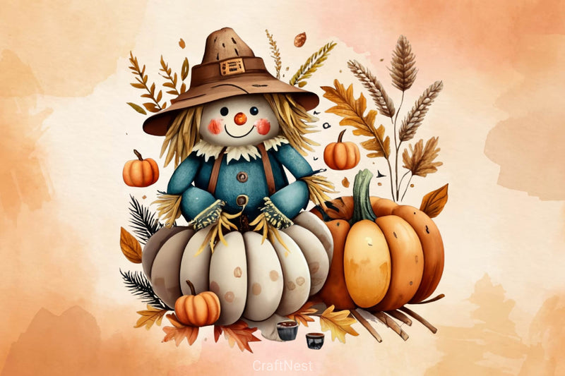 Scarecrow Autumn Clipart Bundle 2 - CraftNest - Digital Crafting and Art