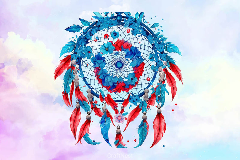 4th Of July Floral Dream Catcher Clipart Bundle - CraftNest - Digital Crafting and Art
