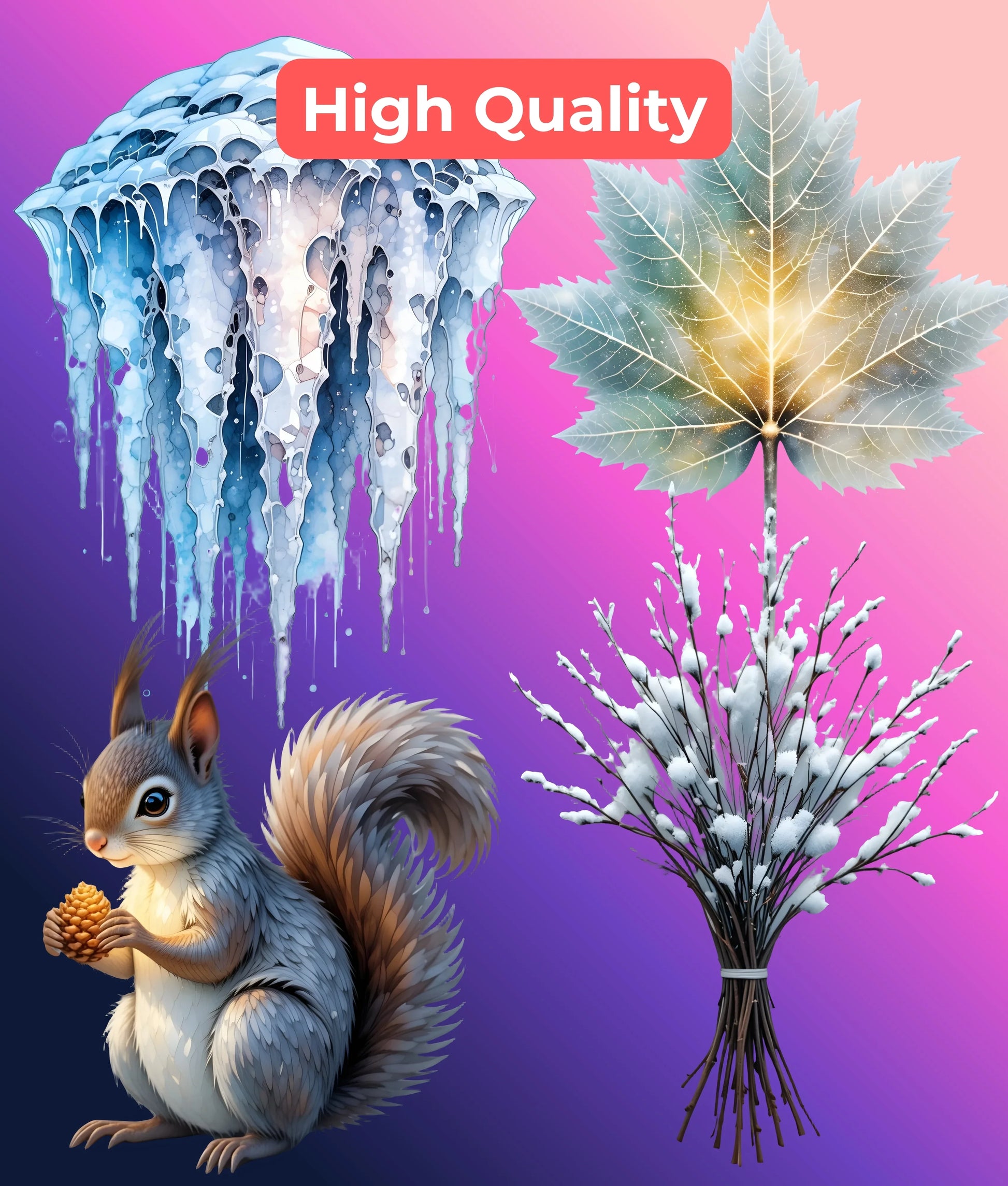 Ethereal Winter Elements Clipart Bundle - CraftNest - Digital Crafting and Art