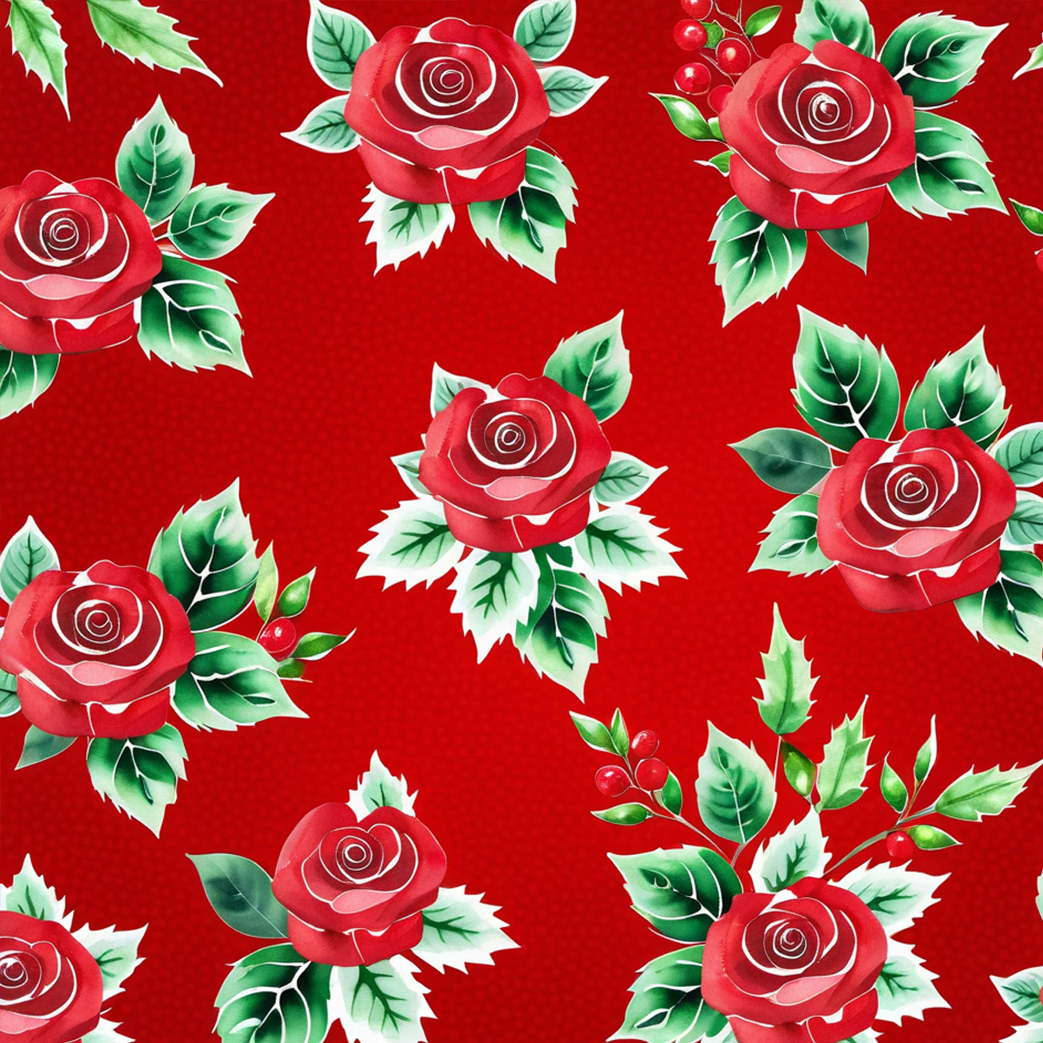 Christmas Roses Seamless Digital Paper - CraftNest - Digital Crafting and Art