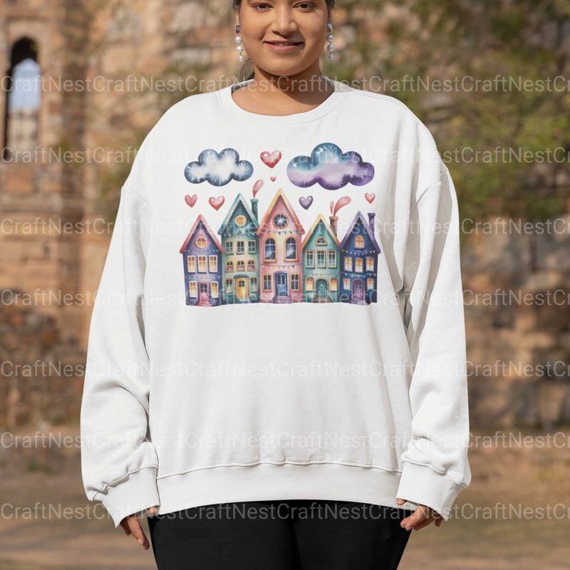 Row Houses 1 Clipart Bundle - CraftNest - Digital Crafting and Art