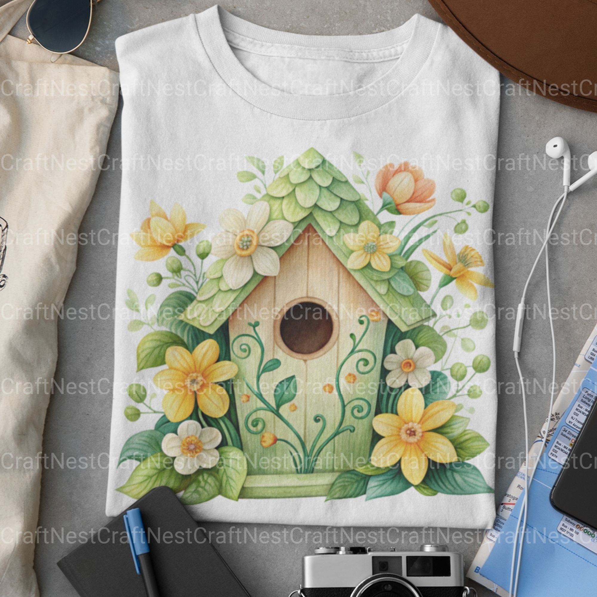 Birdhouses Flowers Clipart Bundle - CraftNest - Digital Crafting and Art