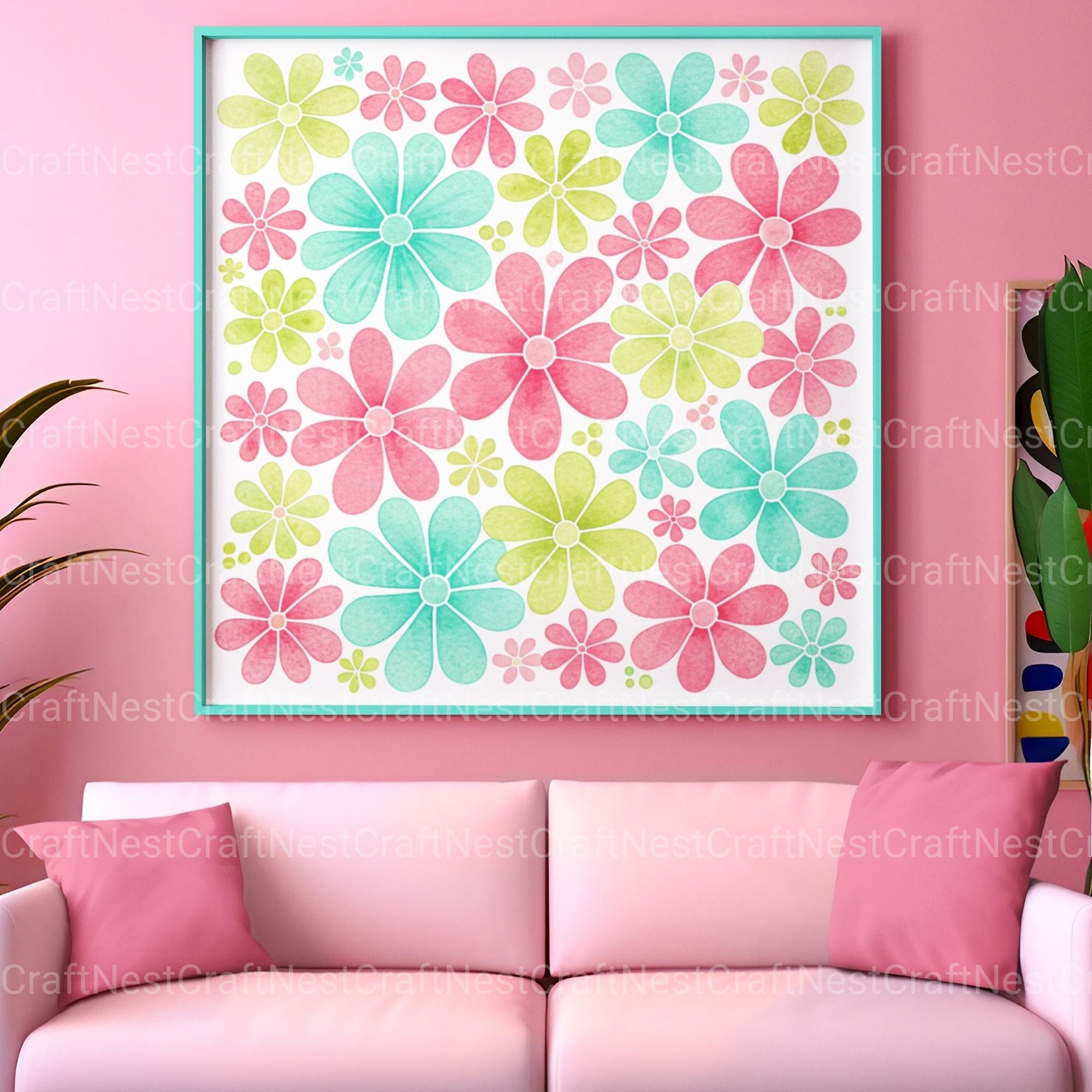 Flowers Square Retro Clipart Bundle - CraftNest - Digital Crafting and Art