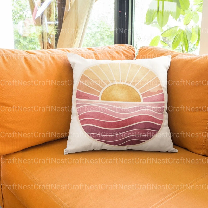 Retro Sunsets Circle Clipart Bundle - CraftNest - Digital Crafting and Art