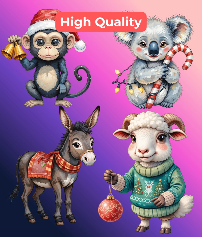 Christmas Zoo Clipart Bundle - CraftNest - Digital Crafting and Art