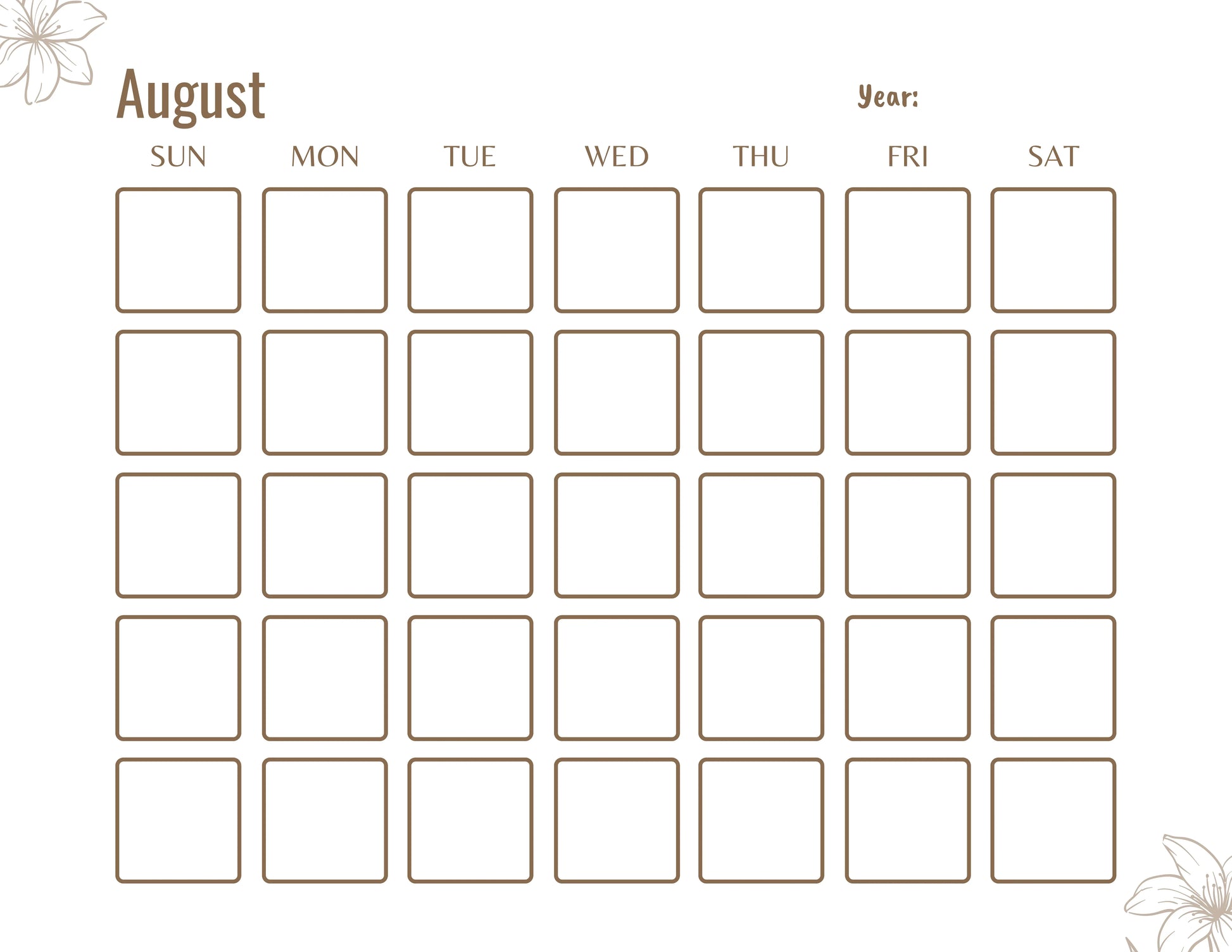 Blank Monthly Calendar KDP Planner - CraftNest - Digital Crafting and Art