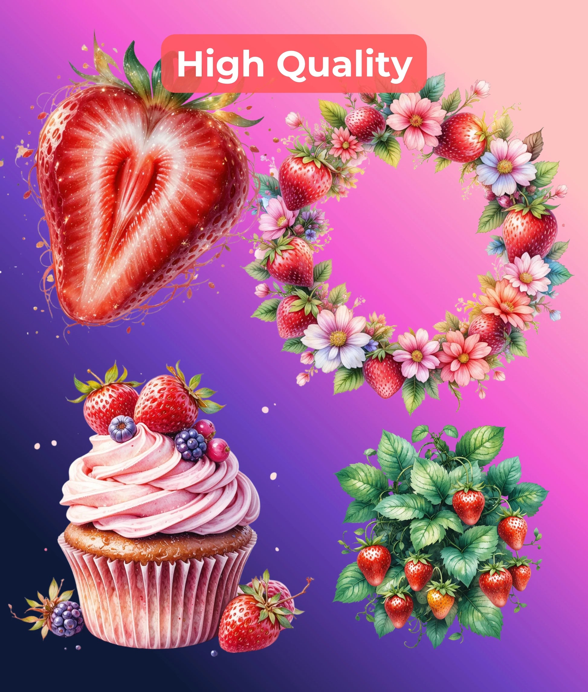 Strawberry Clipart Bundle - CraftNest - Digital Crafting and Art