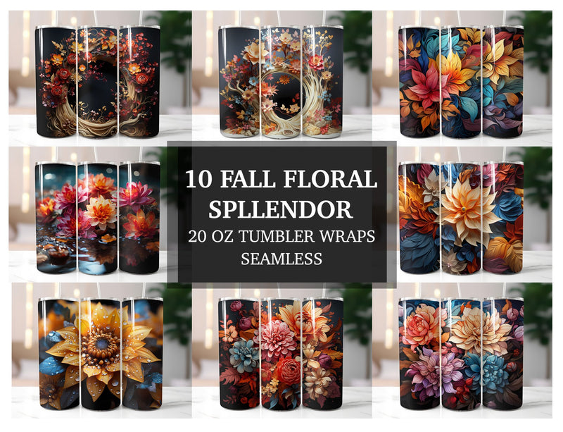Fall Floral Splendor Tumbler Wrap - CraftNest