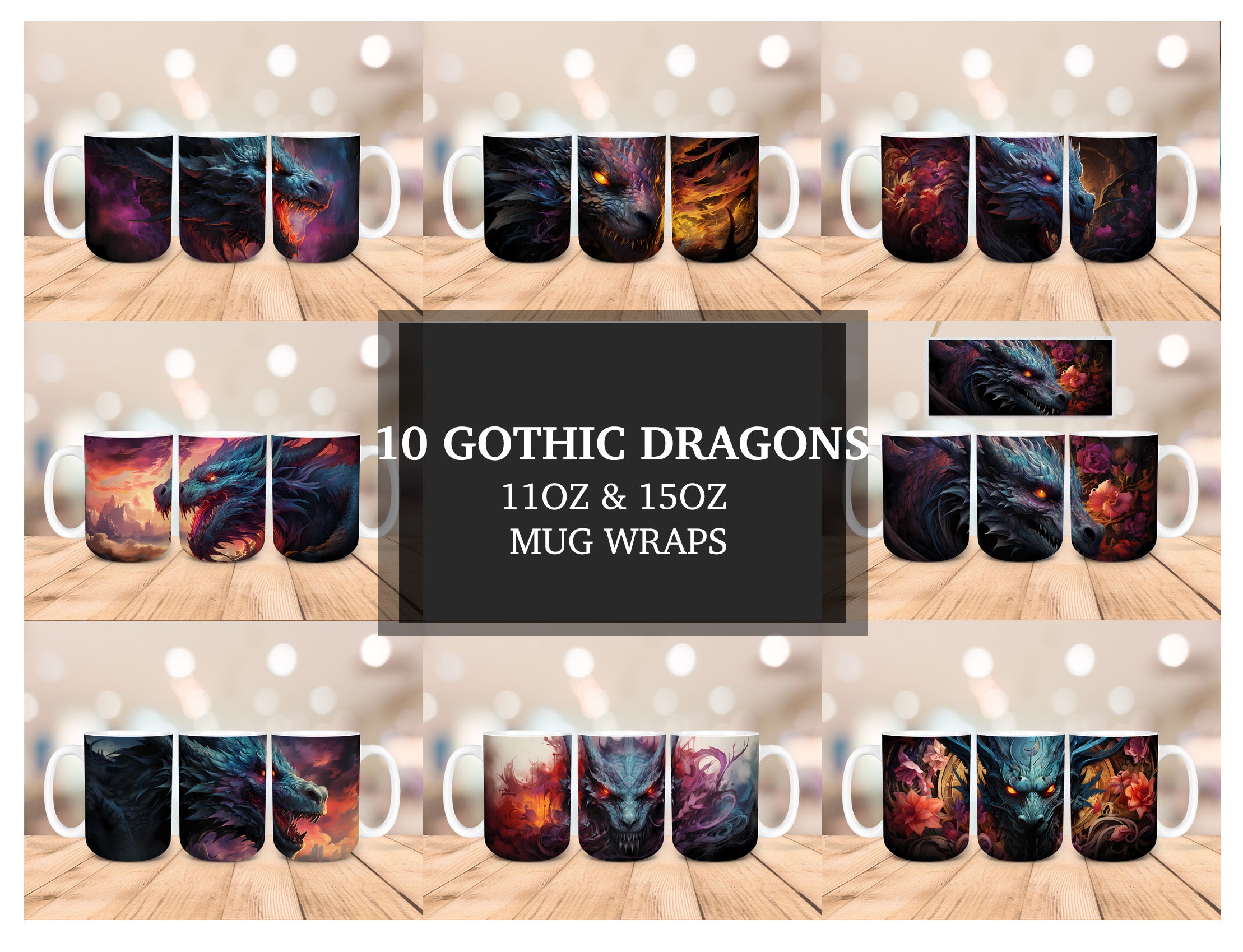 Gothic Dragons Mug Wrap - CraftNest