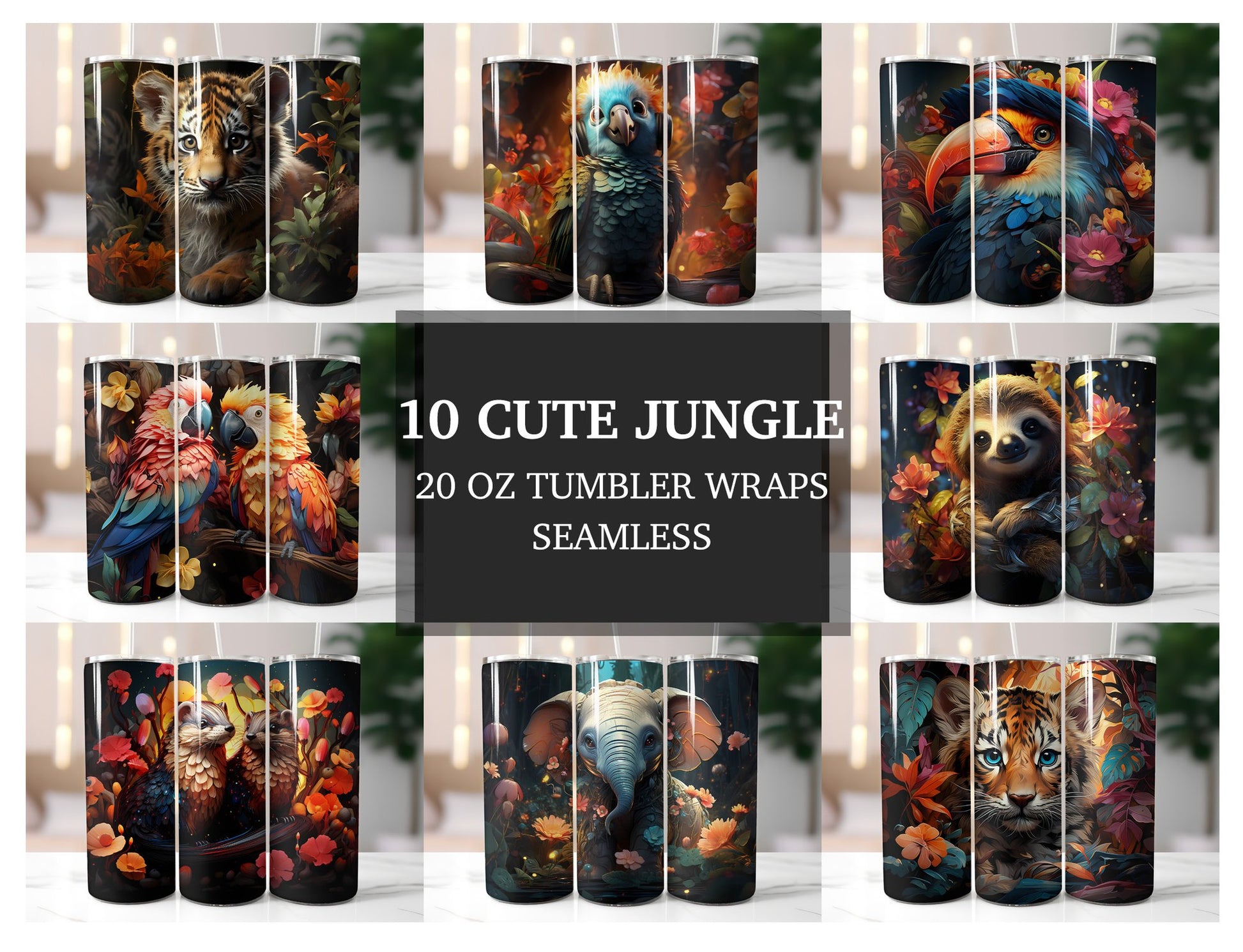 Cute Jungle Tumbler Wrap - CraftNest