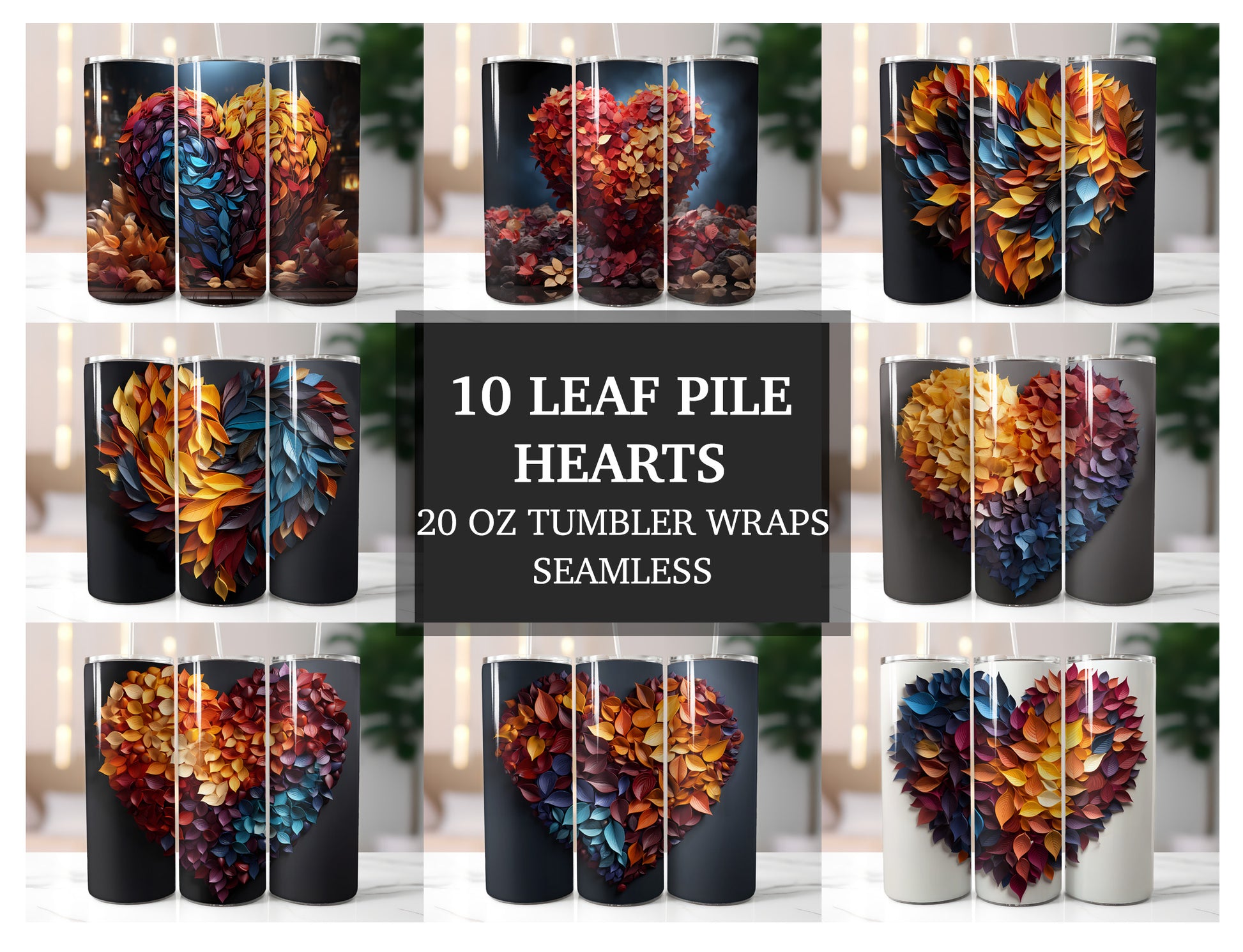 Leaf Pile Hearts Tumbler Wrap - CraftNest
