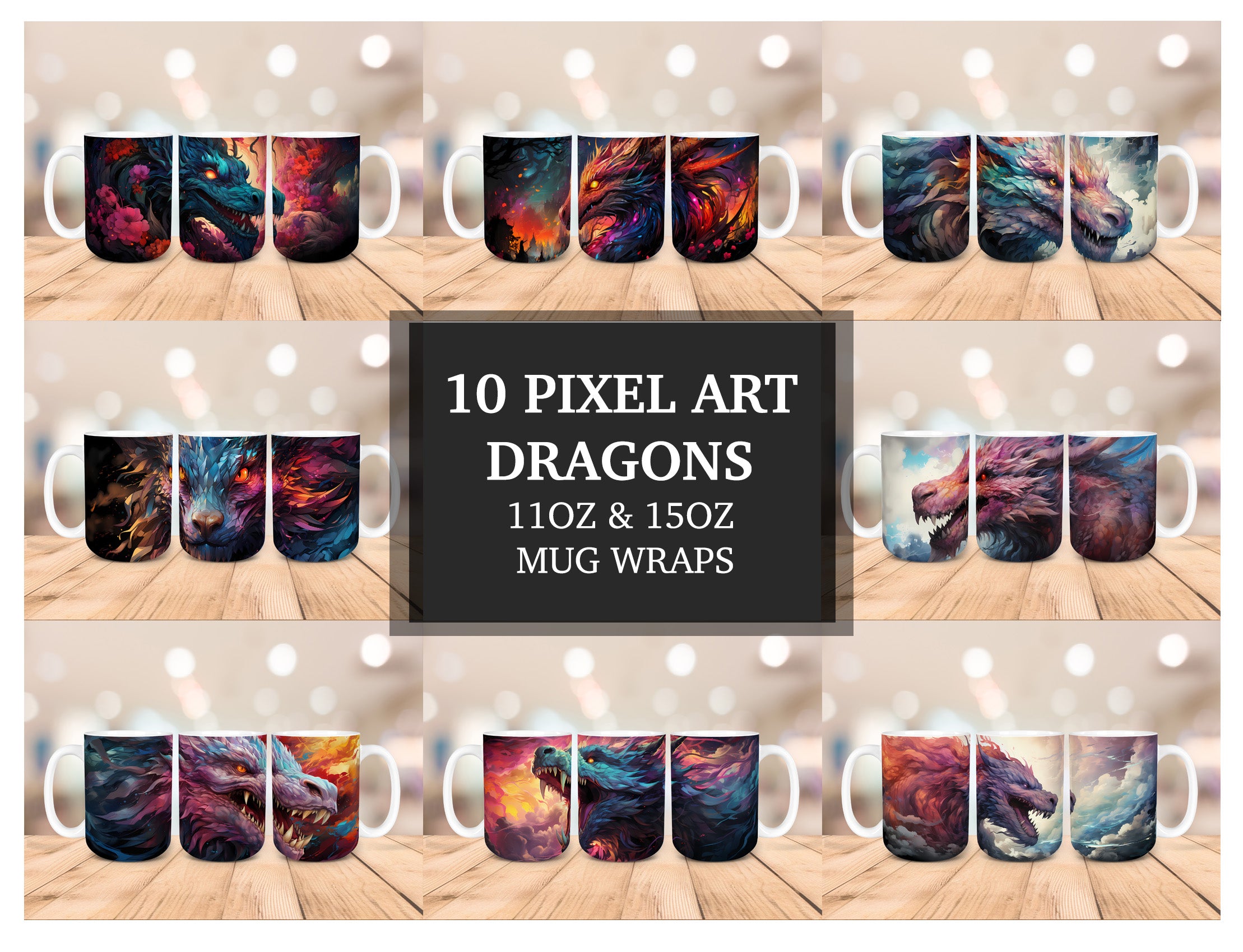 Pixel Art Dragon Mug Wrap - CraftNest