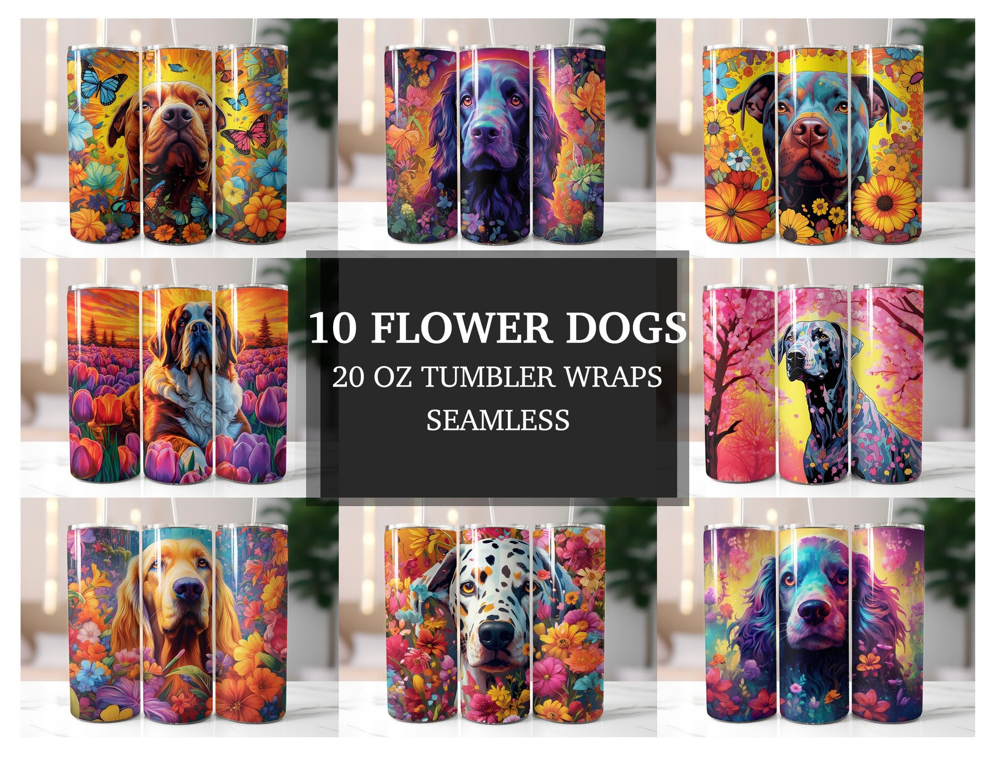 Flower Dogs Tumbler Wrap - CraftNest