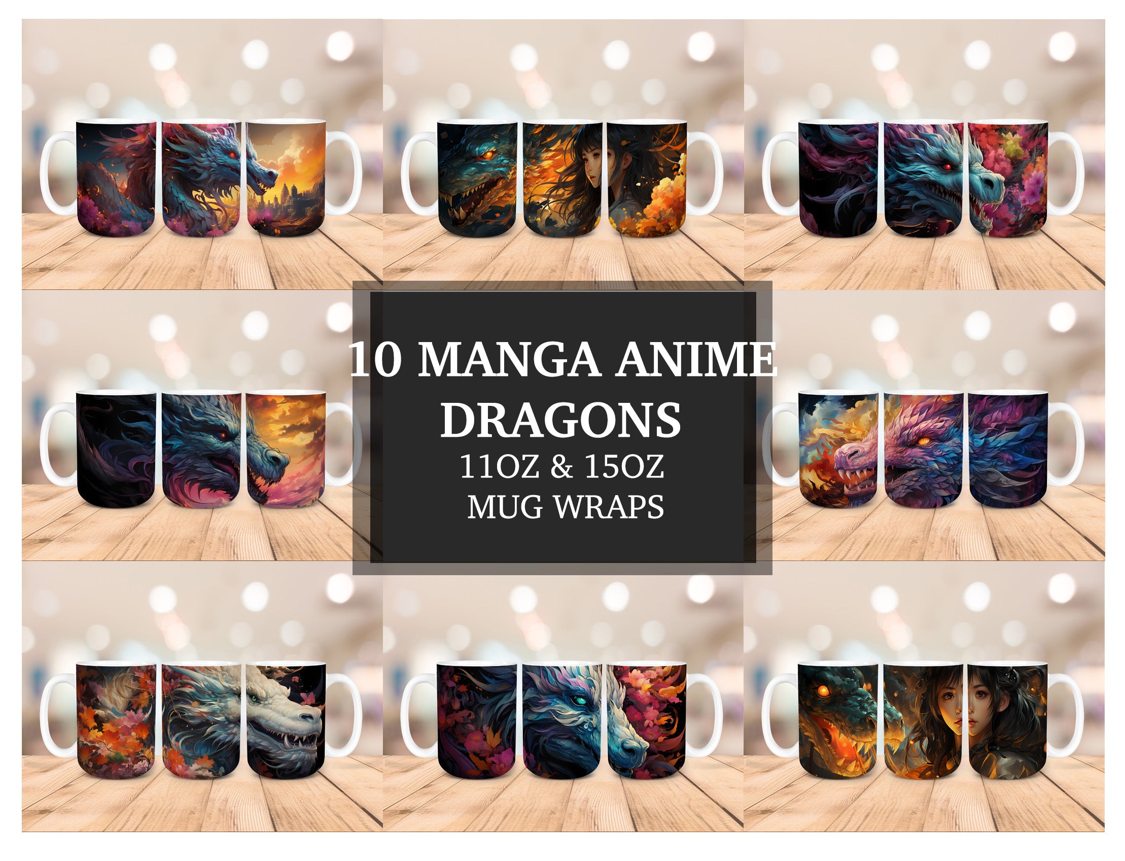 Manga Anime Dragons Mug Wrap - CraftNest