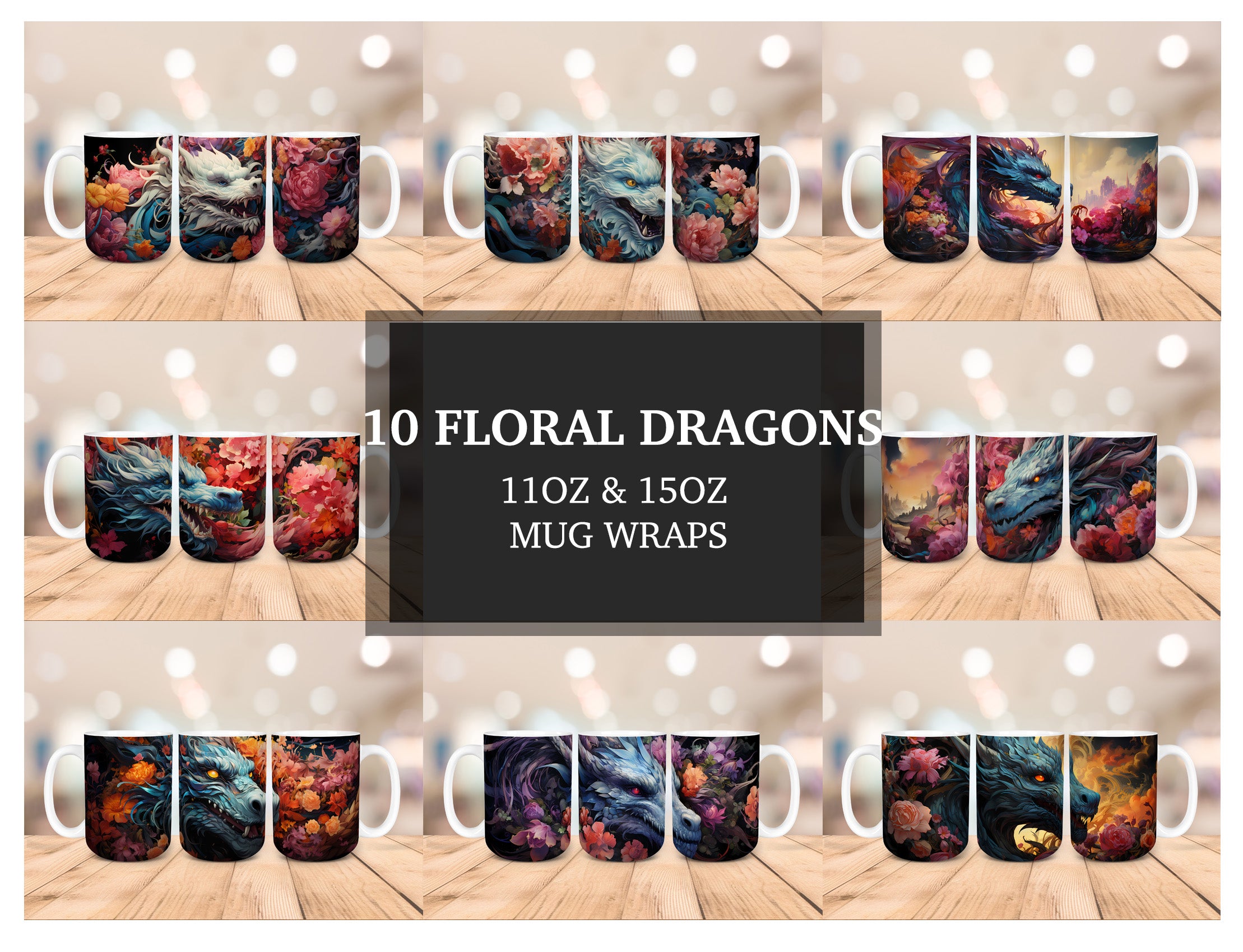 Floral Dragons Mug Wrap - CraftNest