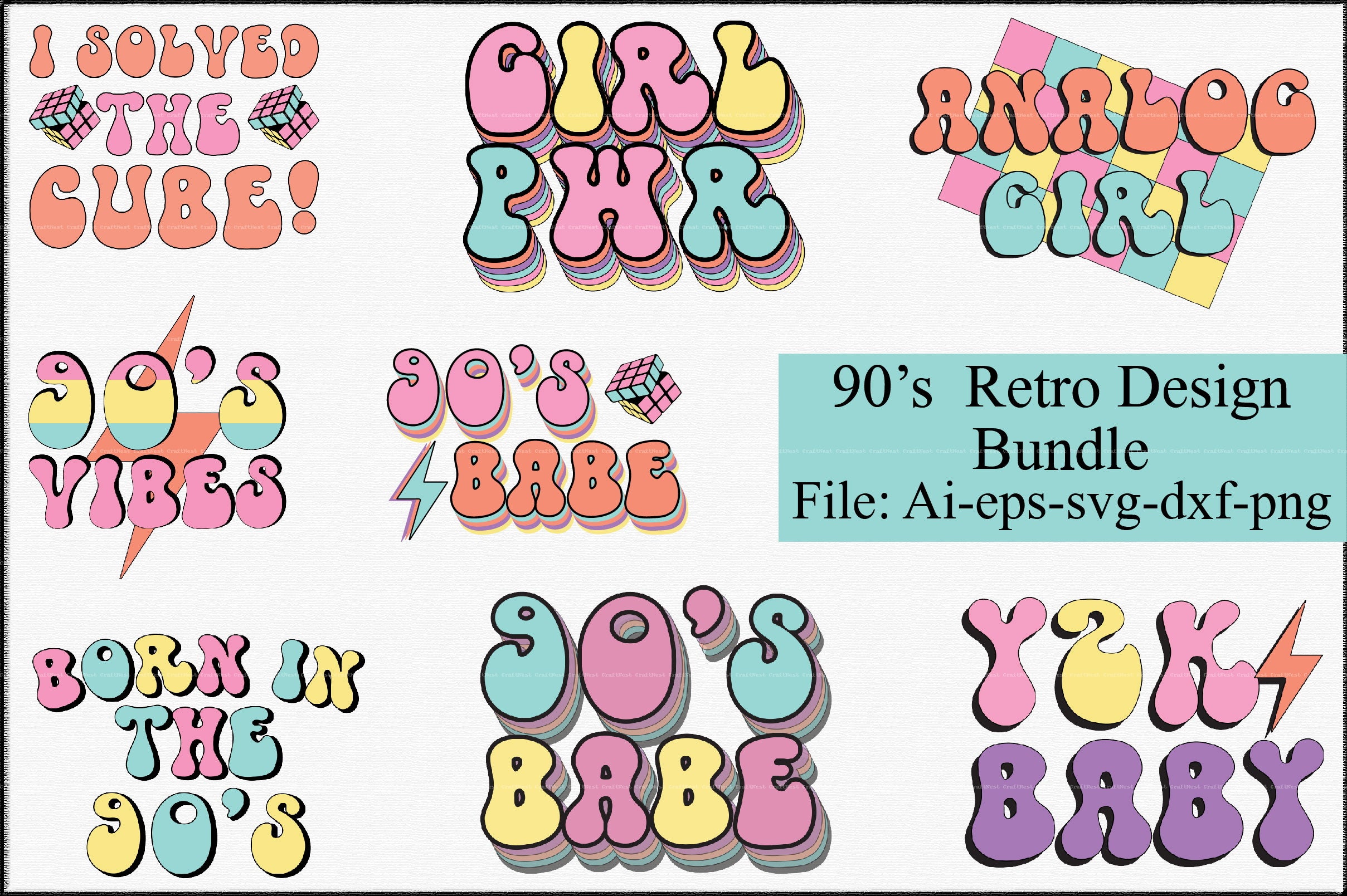 90s Retro Design SVG Bundle