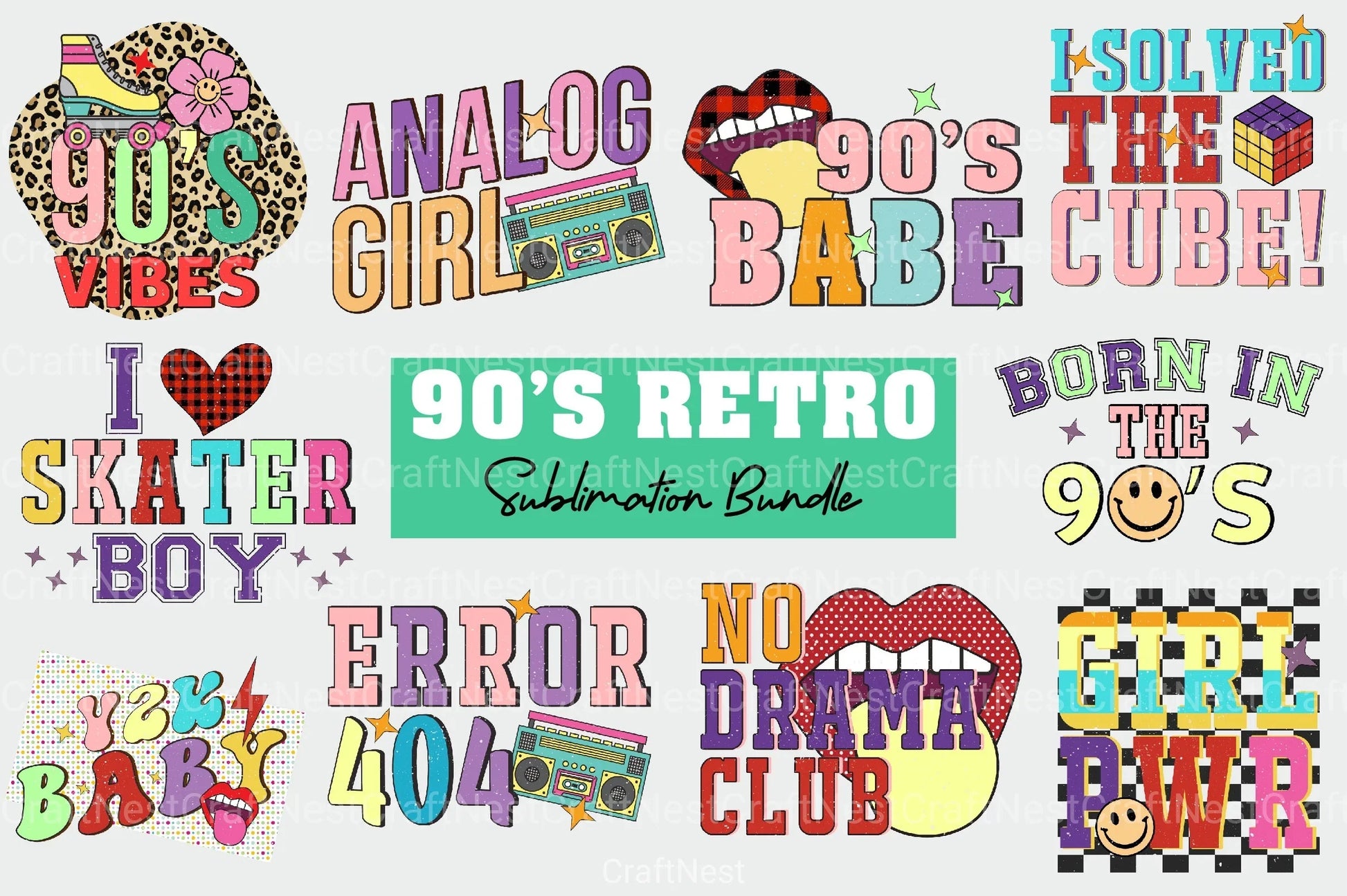 90s Retro Clipart Bundle - CraftNest - Digital Crafting and Art