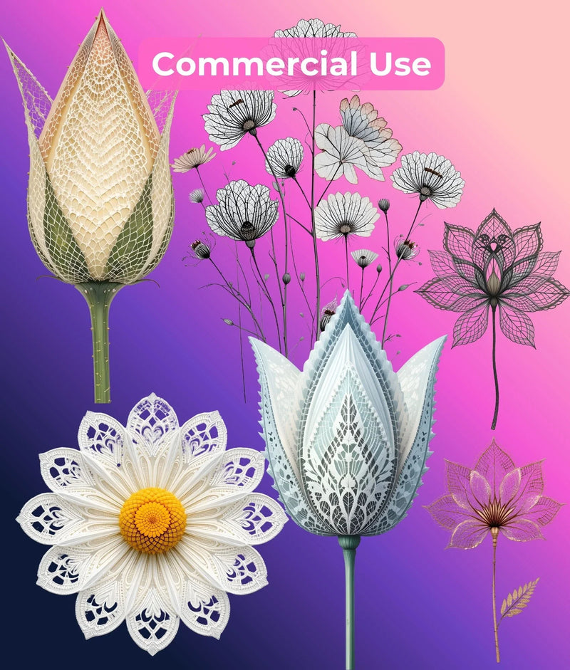 Minimalist Lace Flowers Clipart Bundle - CraftNest - Digital Crafting and Art