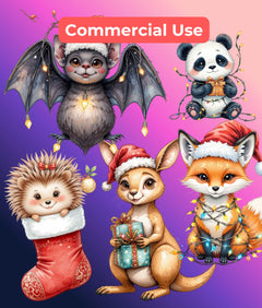 Christmas Zoo Clipart Bundle - CraftNest - Digital Crafting and Art