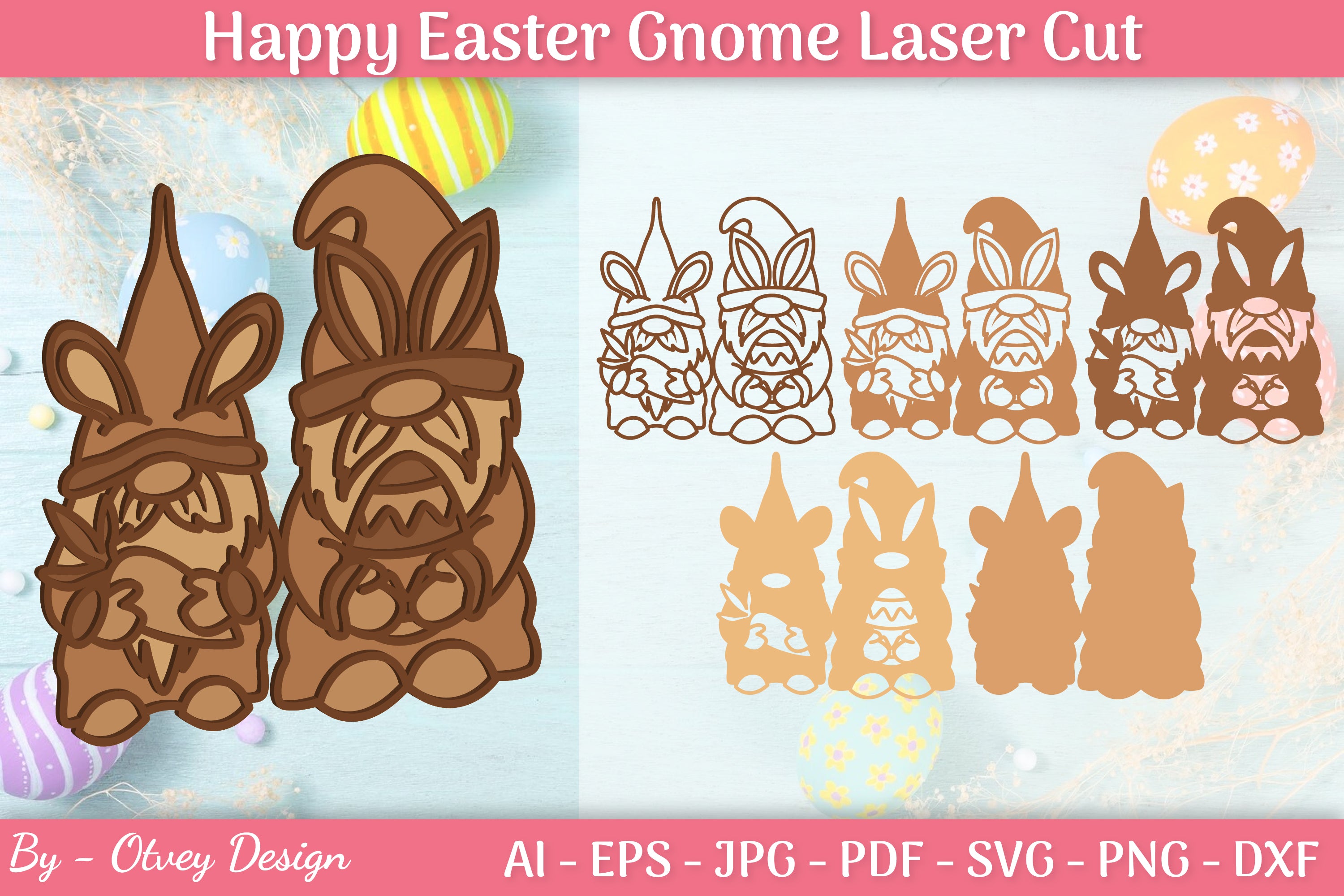 Easter Gnome Laser Cut SVG Bundle 10 - CraftNest - Digital Crafting and Art