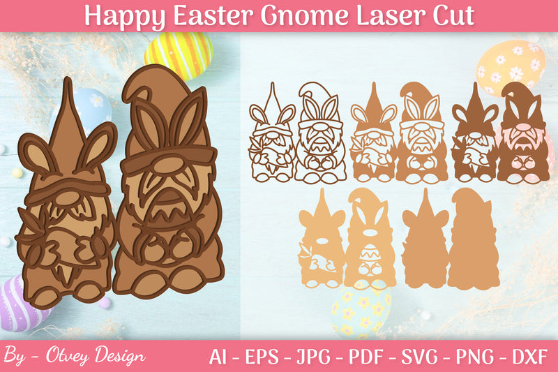 Easter Gnome Laser Cut SVG Bundle 10 - CraftNest - Digital Crafting and Art