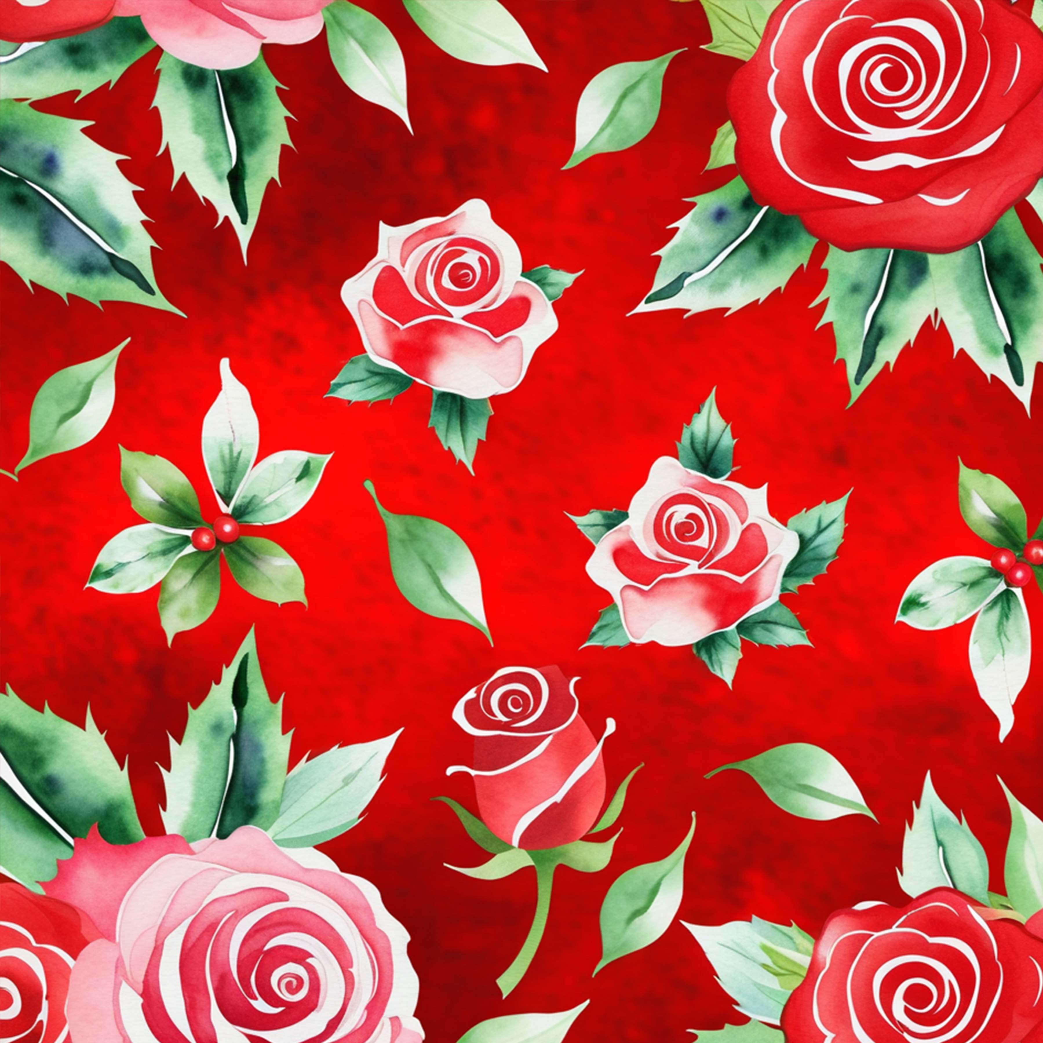 Christmas Roses Seamless Digital Paper - CraftNest - Digital Crafting and Art
