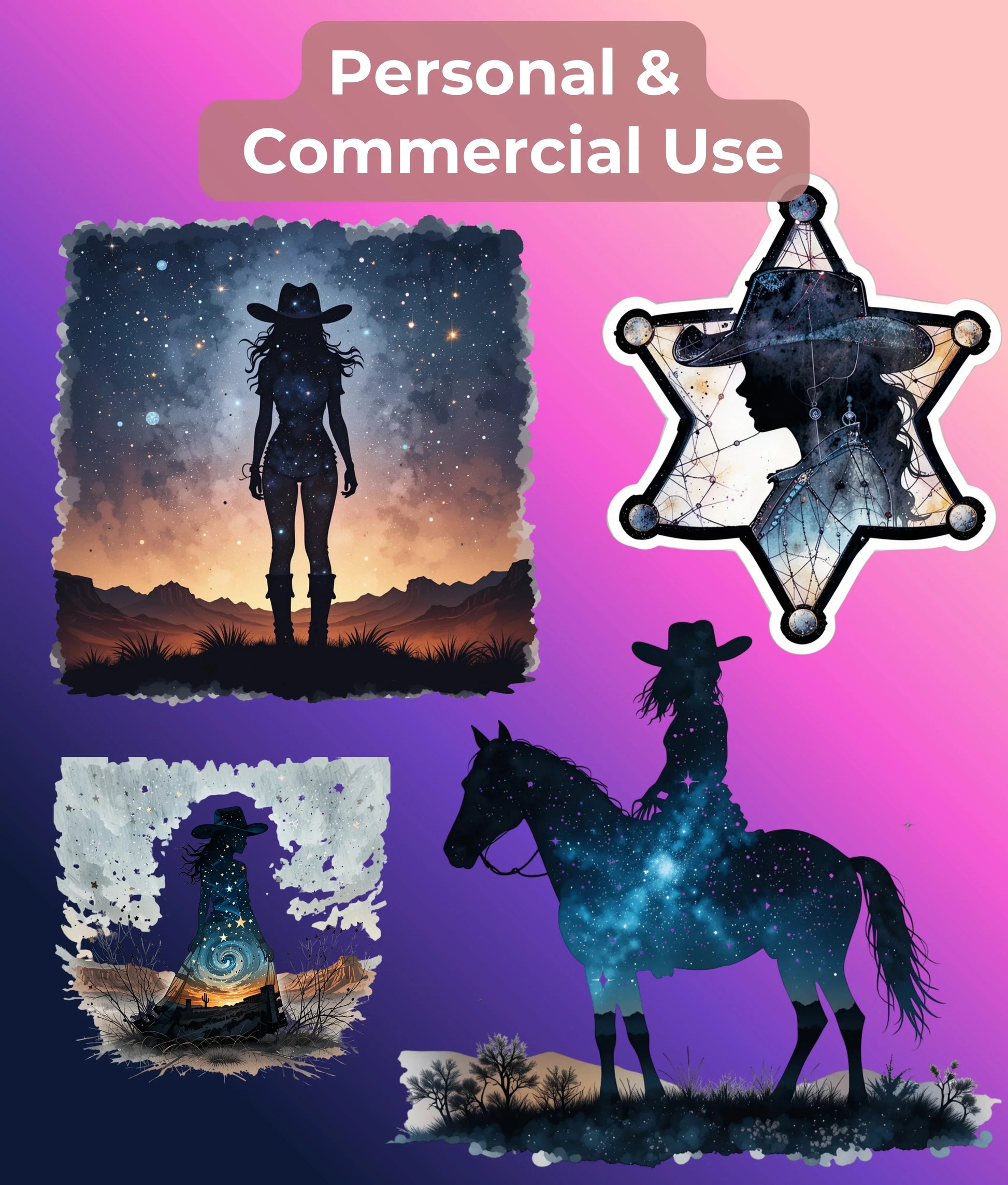 Cowgirl Silhouette Clipart Bundle - CraftNest - Digital Crafting and Art