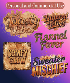 Fall Retro Distressed Text Clipart Bundle - CraftNest - Digital Crafting and Art