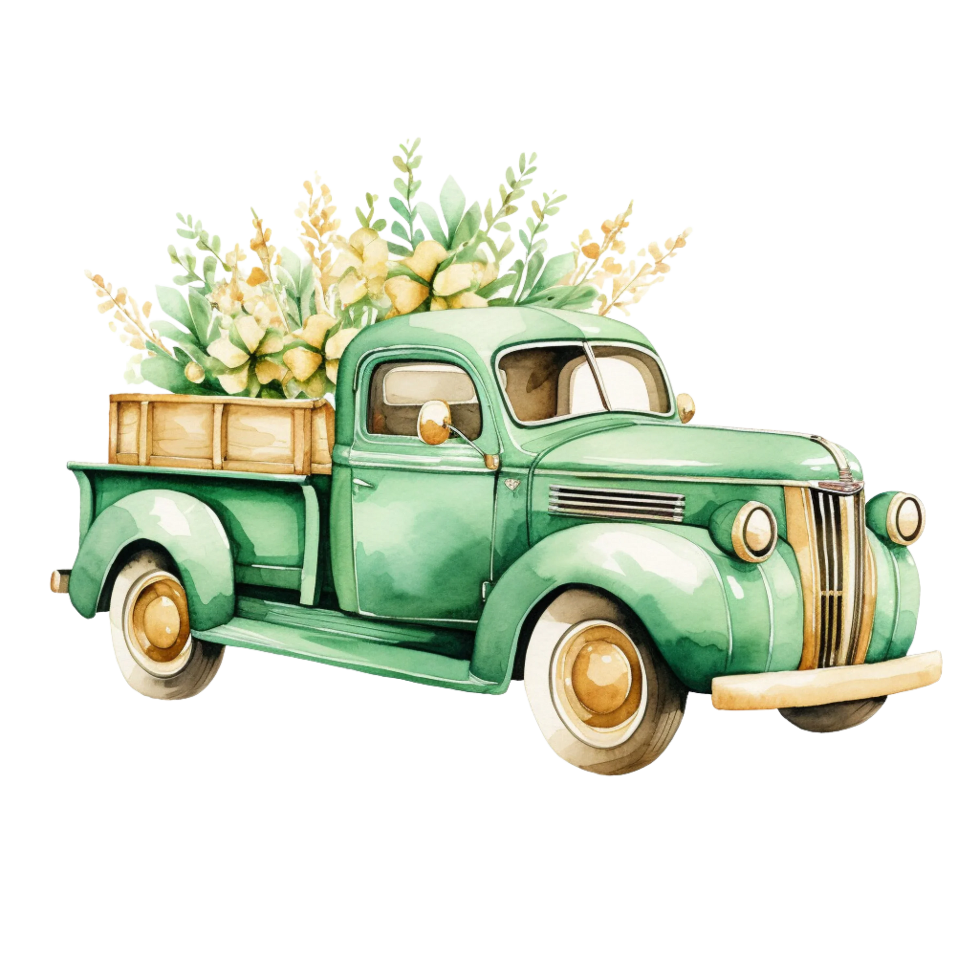 Vintage Green Truck Clipart Bundle - CraftNest - Digital Crafting and Art