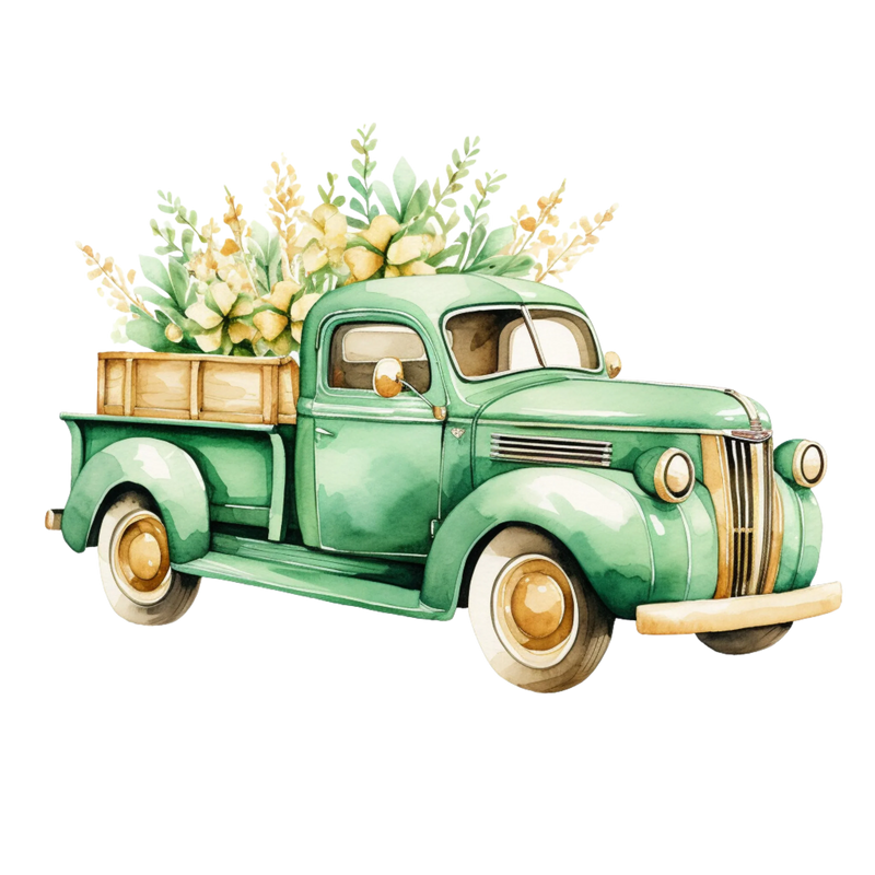 Vintage Green Truck Clipart Bundle - CraftNest - Digital Crafting and Art