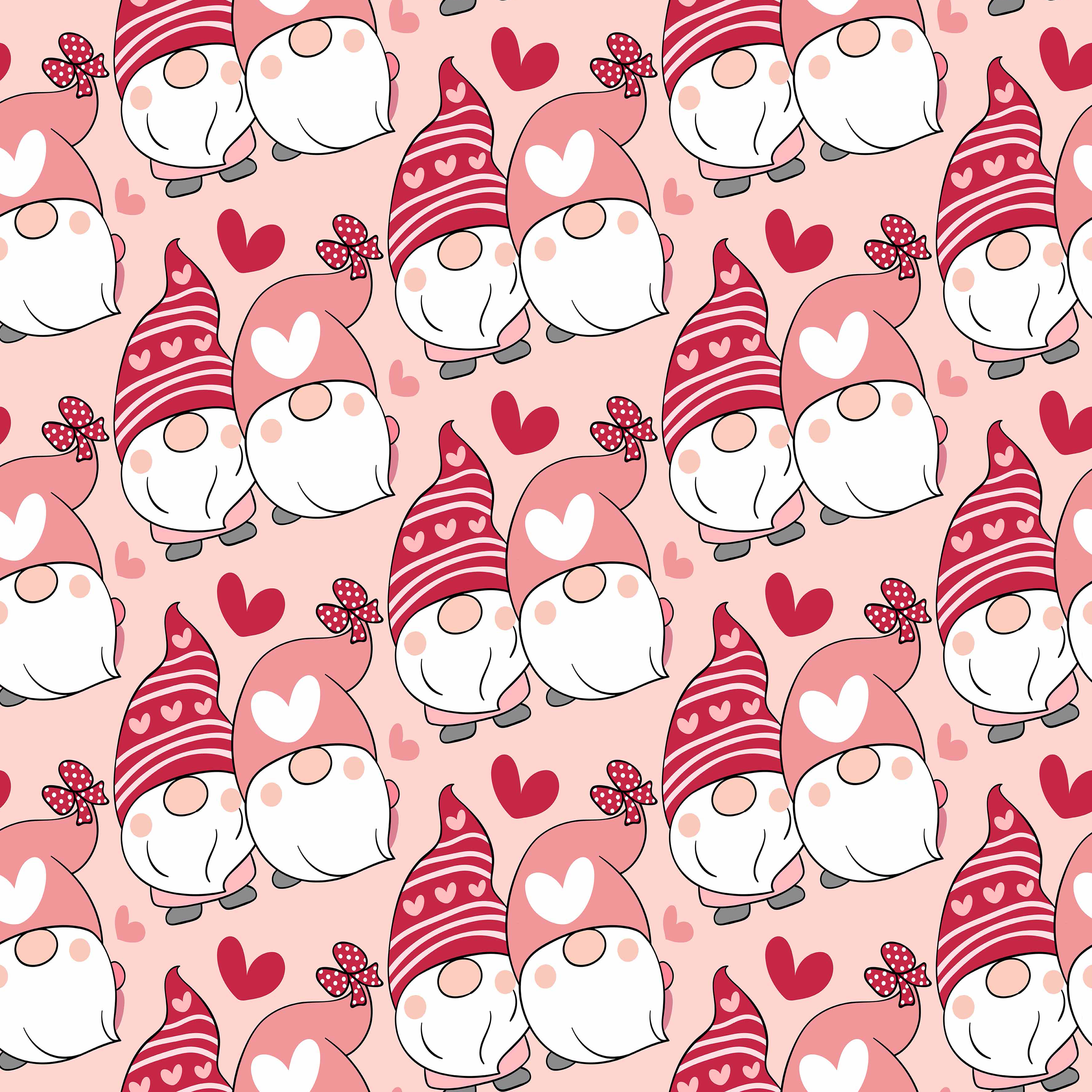 Valentines Day Gnome Seamless Digital Paper - CraftNest - Digital Crafting and Art