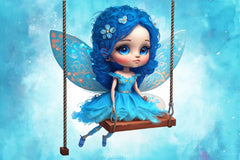 Blue Cute Fairy With Swing Clipart Bundle - CraftNest - Digital Crafting and Art