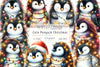 Cute Penguin Christmas Clipart Bundle