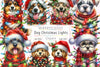 Dog Wrapped In Christmas Lights Clipart Bundle