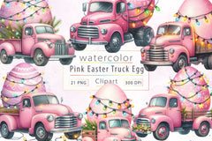 Easter Truck With Egg Clipart Bundle 1 - CraftNest - Digital Crafting and Art