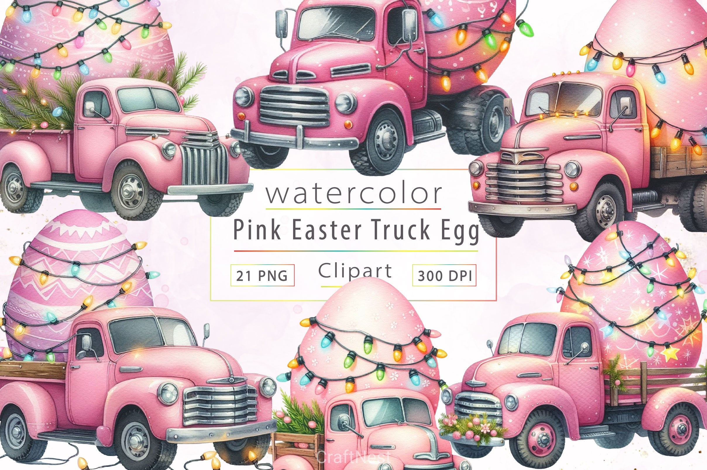 Easter Truck With Egg Clipart Bundle 1 - CraftNest - Digital Crafting and Art