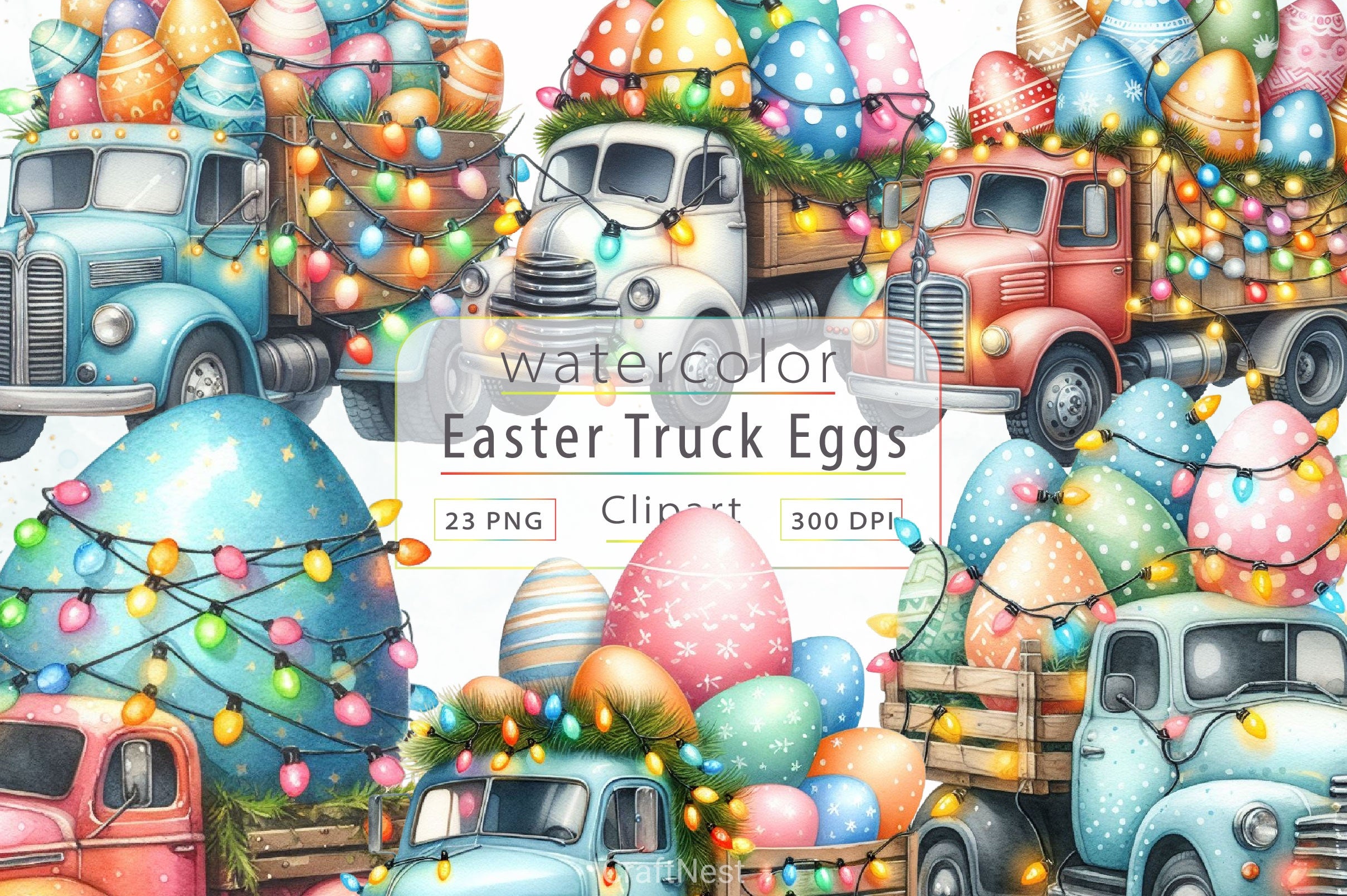 Easter Truck With Egg Clipart Bundle - CraftNest - Digital Crafting and Art