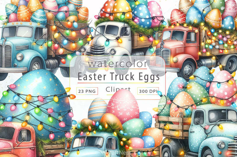 Easter Truck With Egg Clipart Bundle - CraftNest - Digital Crafting and Art