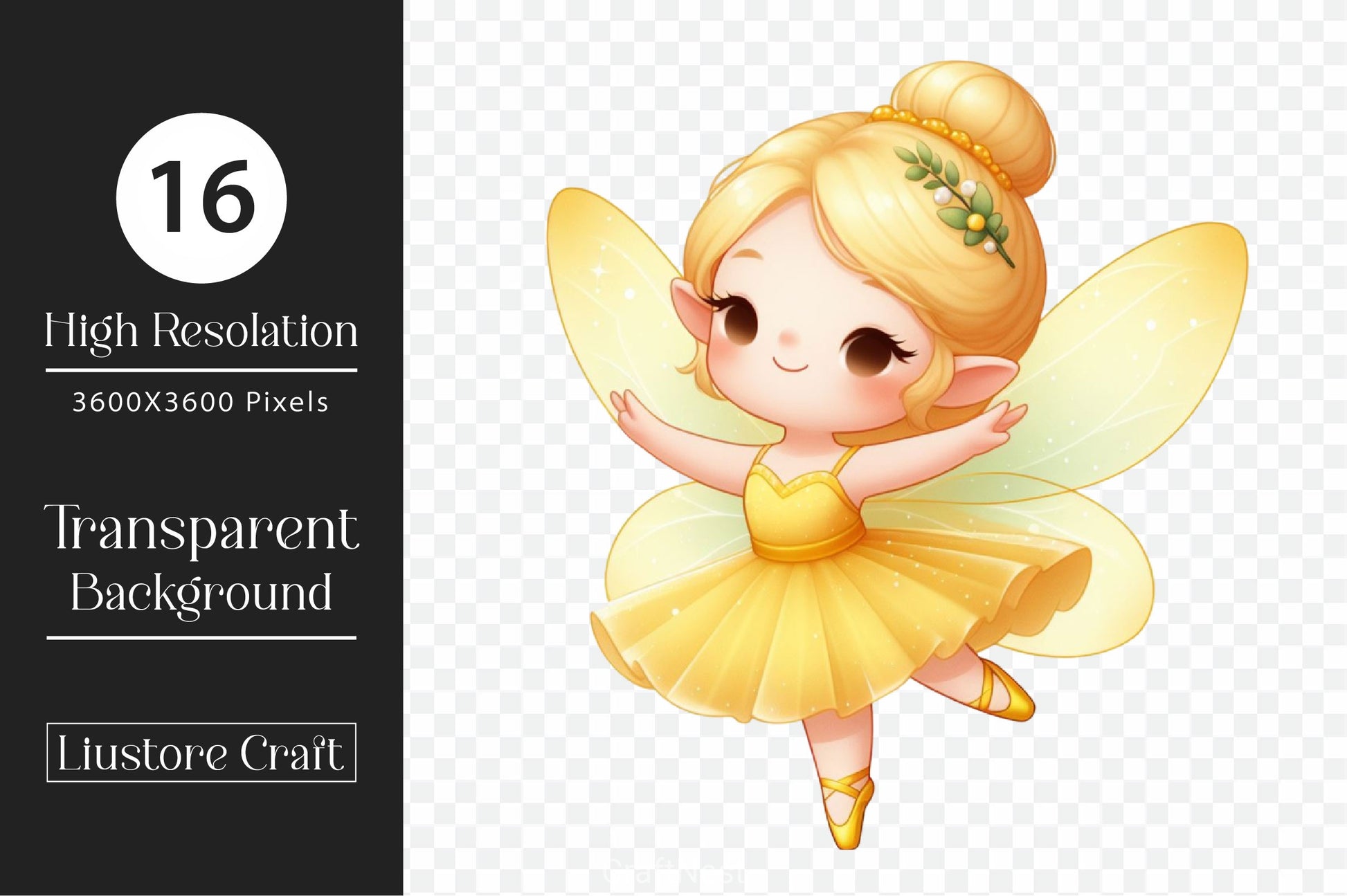 Cute Fairy Yellow Dress Clipart Bundle - CraftNest - Digital Crafting and Art