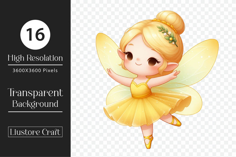 Cute Fairy Yellow Dress Clipart Bundle - CraftNest - Digital Crafting and Art