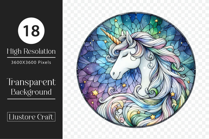 Stained Glass Unicorn Clipart Bundle - CraftNest - Digital Crafting and Art