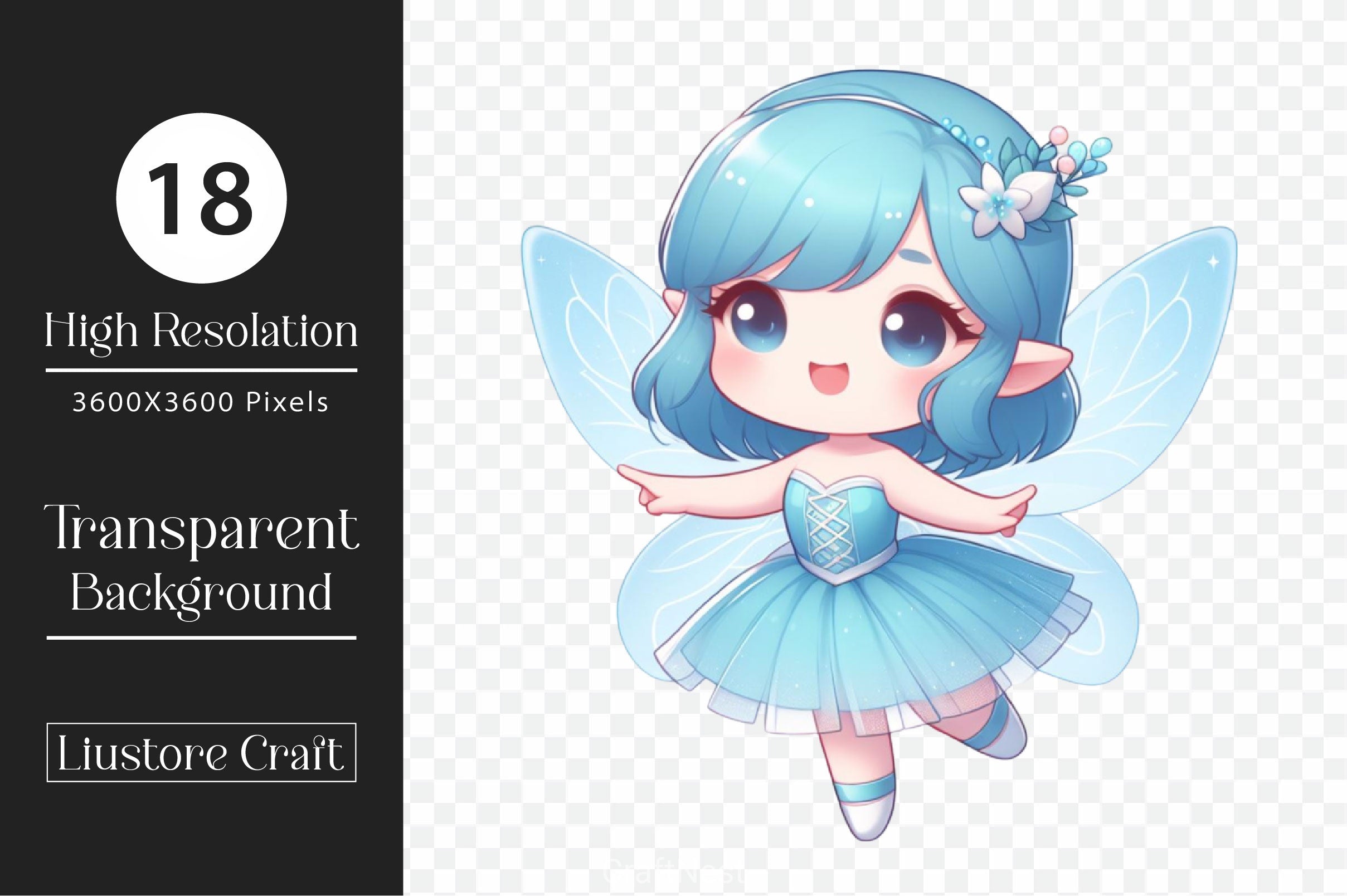 Cute Fairy Blue Dress Clipart Bundle - CraftNest - Digital Crafting and Art
